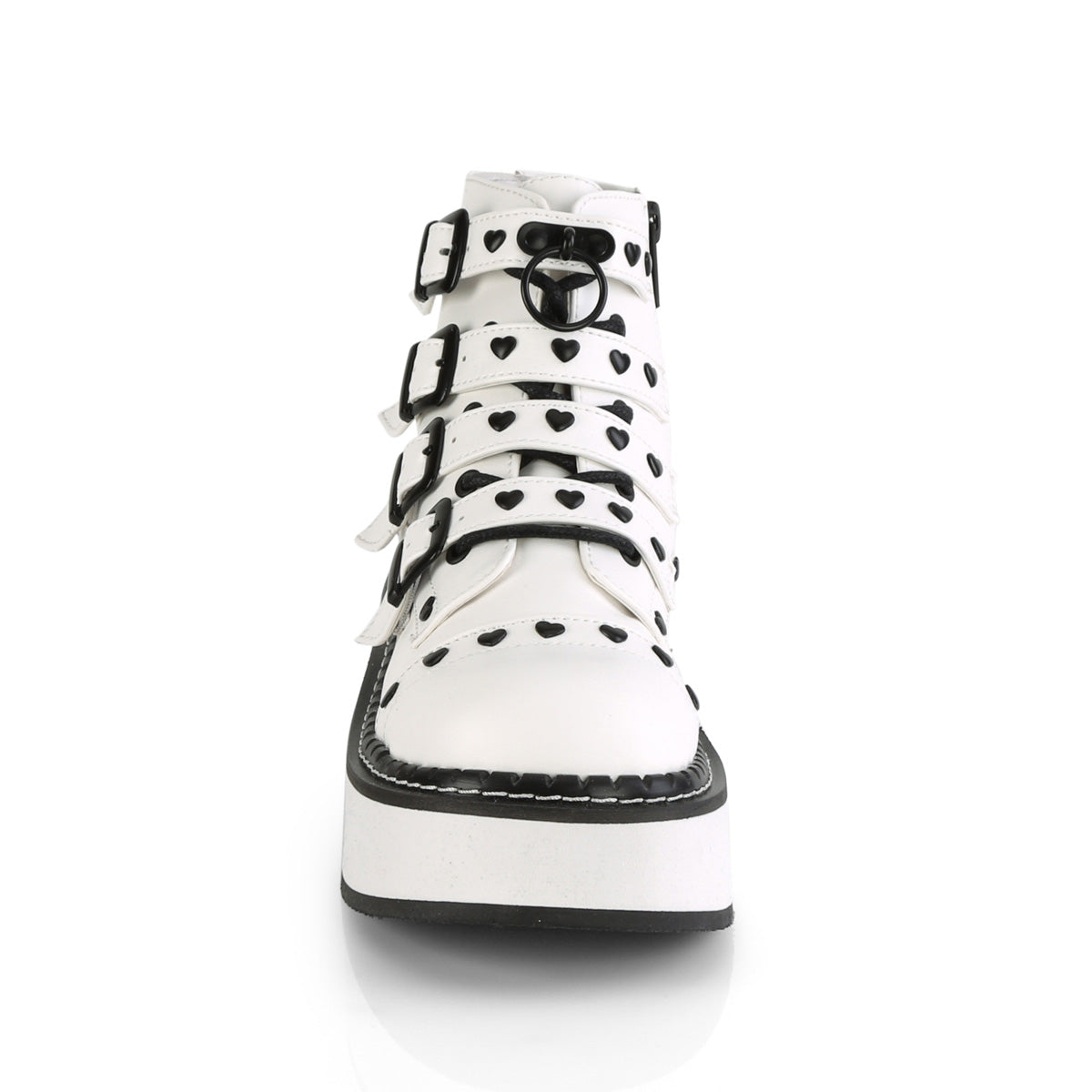 DemoniaCult Bottes de cheville des femmes EMILY-315 cuir végétalien blanc