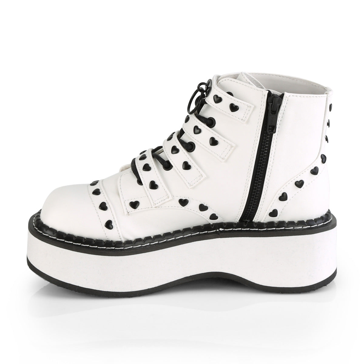 DemoniaCult Bottes de cheville des femmes EMILY-315 cuir végétalien blanc
