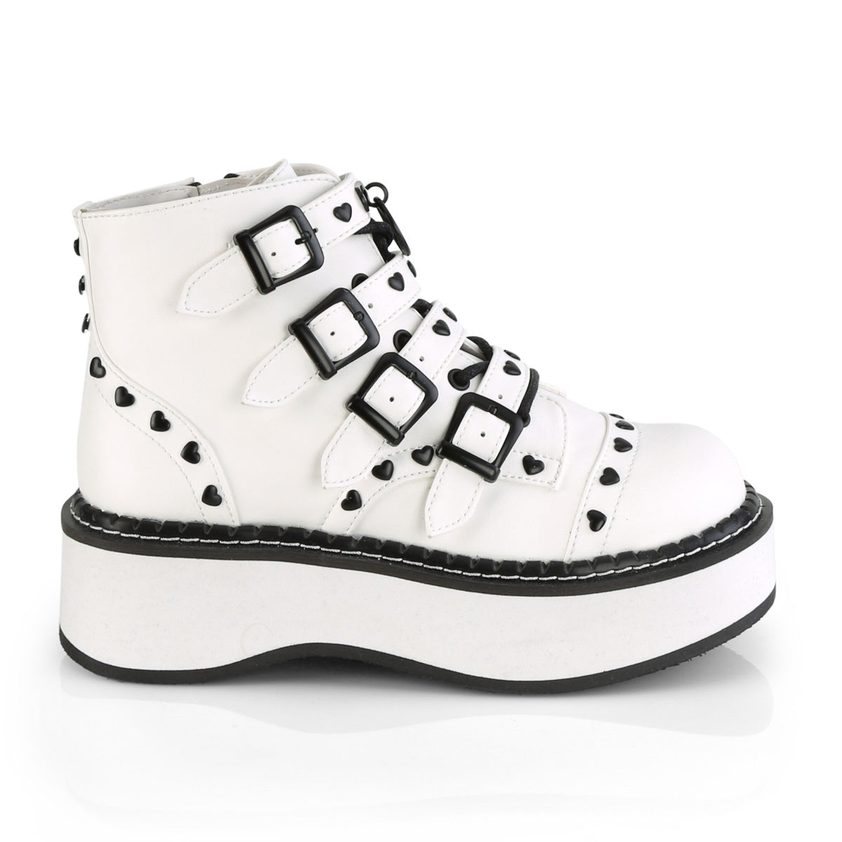 DemoniaCult Bottes de cheville des femmes EMILY-315 cuir végétalien blanc