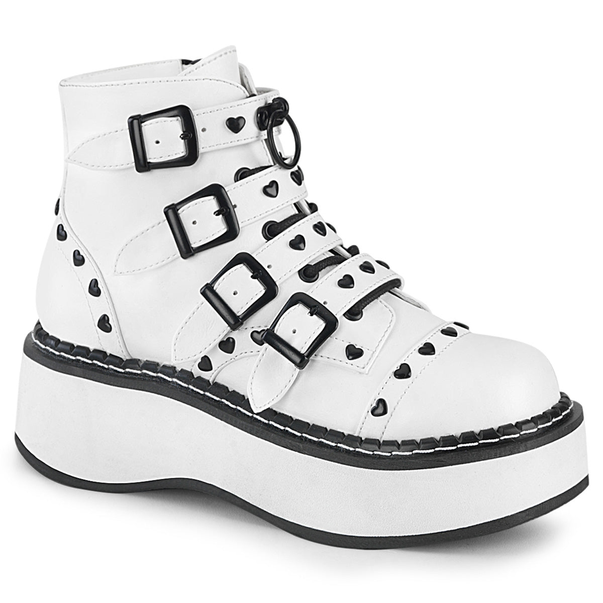 DemoniaCult Bottes de cheville des femmes EMILY-315 cuir végétalien blanc