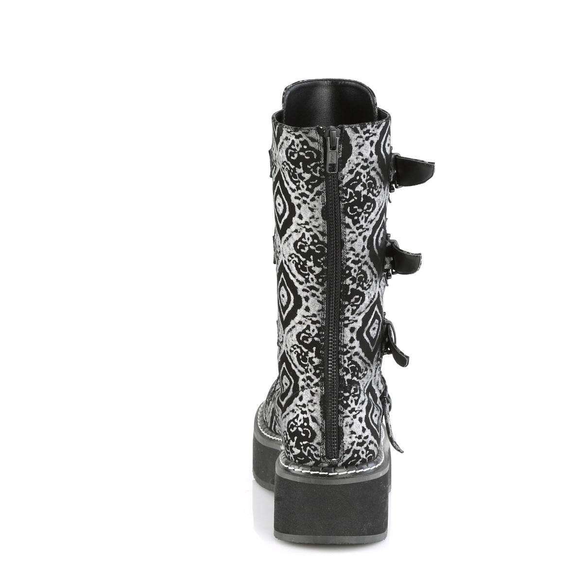 DemoniaCult Boots EMILY-322 Blk-Silver Faux Nubuck Leather