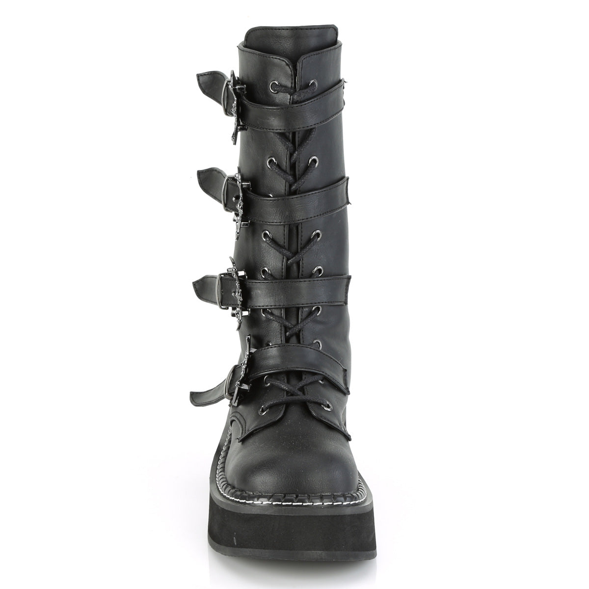 DemoniaCult Bottes de femmes EMILY-322 Cuir végétalien BLK