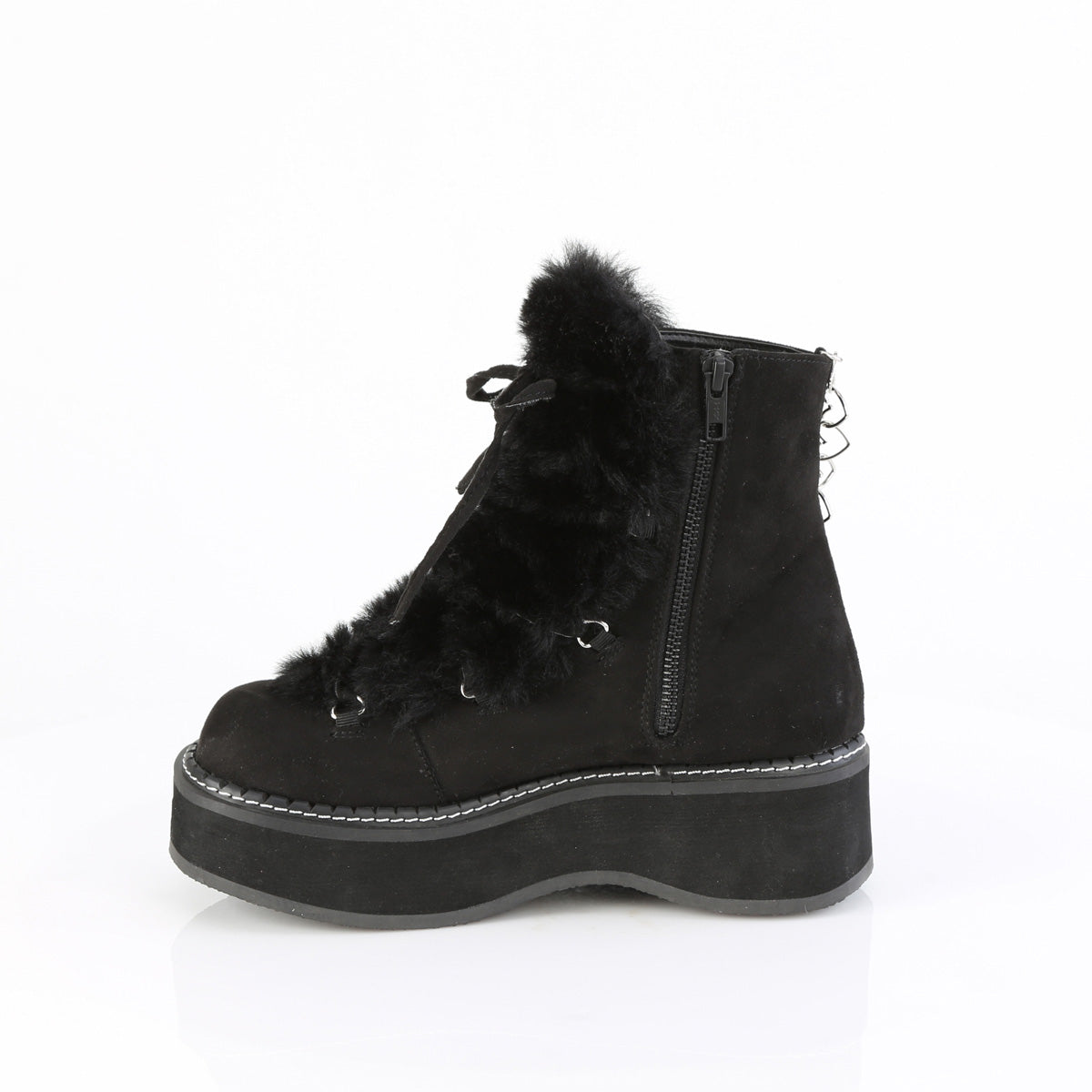 DemoniaCult EMILY-55 Blk Vegan Suede-Faux Fur