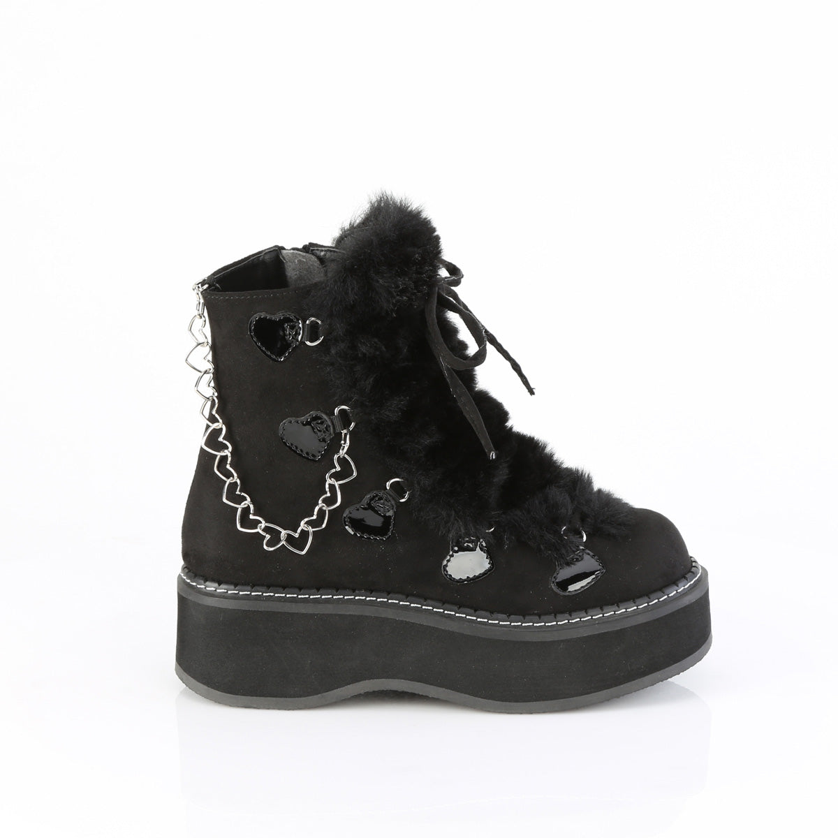 DemoniaCult EMILY-55 Blk Vegan Suede-Faux Fur