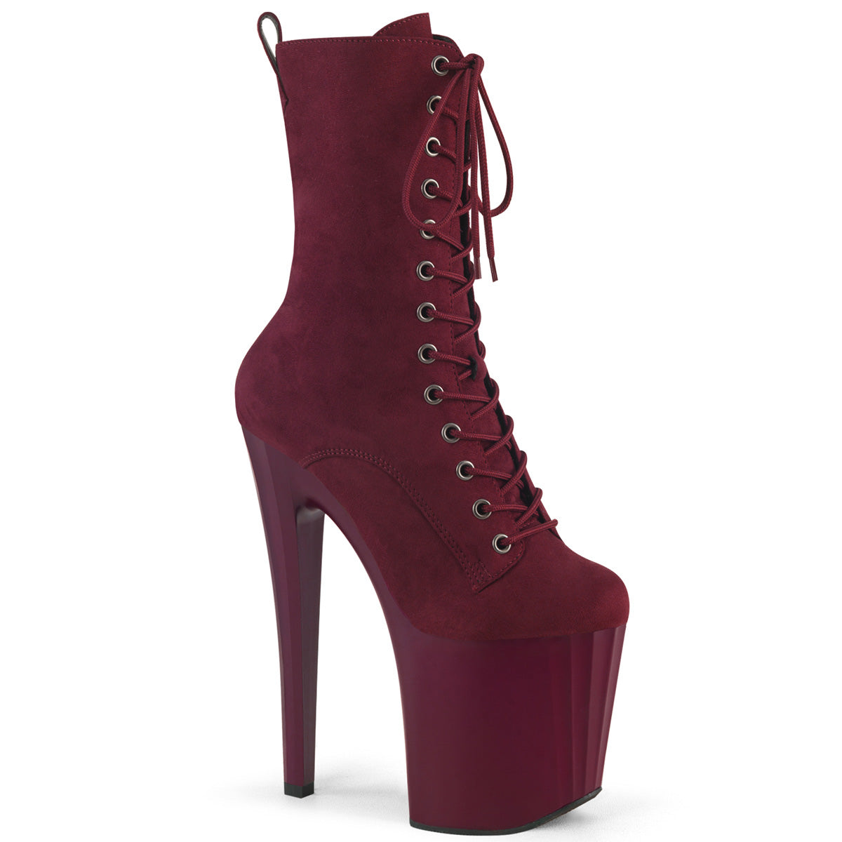 Pleaser ENCHANT-1040 Burgundy Faux Suede/Burgundy Matte