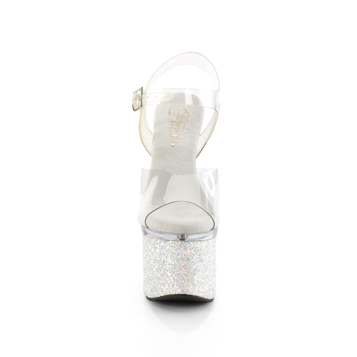 Pleaser Sandals ESTEEM-708LG Clr/Clr-Wht Multi Glitter