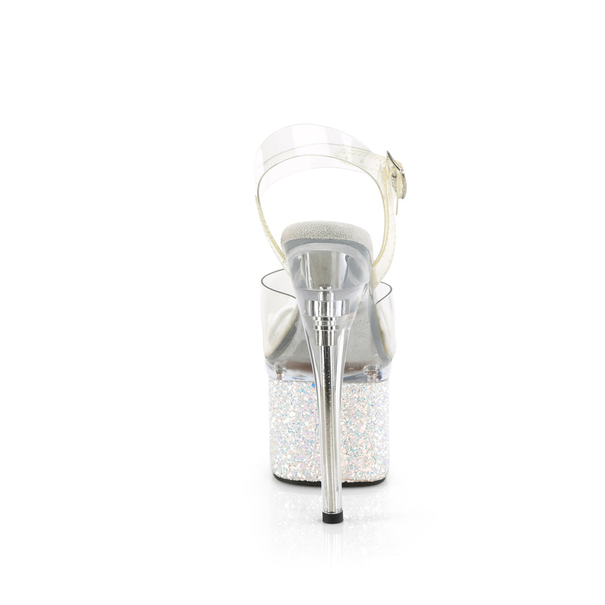 Pleaser Sandals ESTEEM-708LG Clr/Clr-Wht Multi Glitter