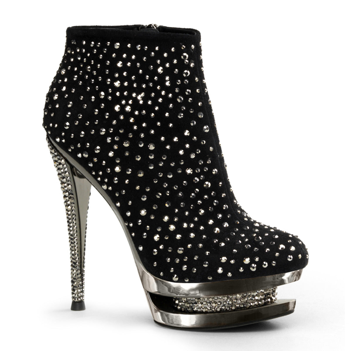 Pleaser Day & Night FASCINATE-1011 Blk Suede/Pewter Chrome