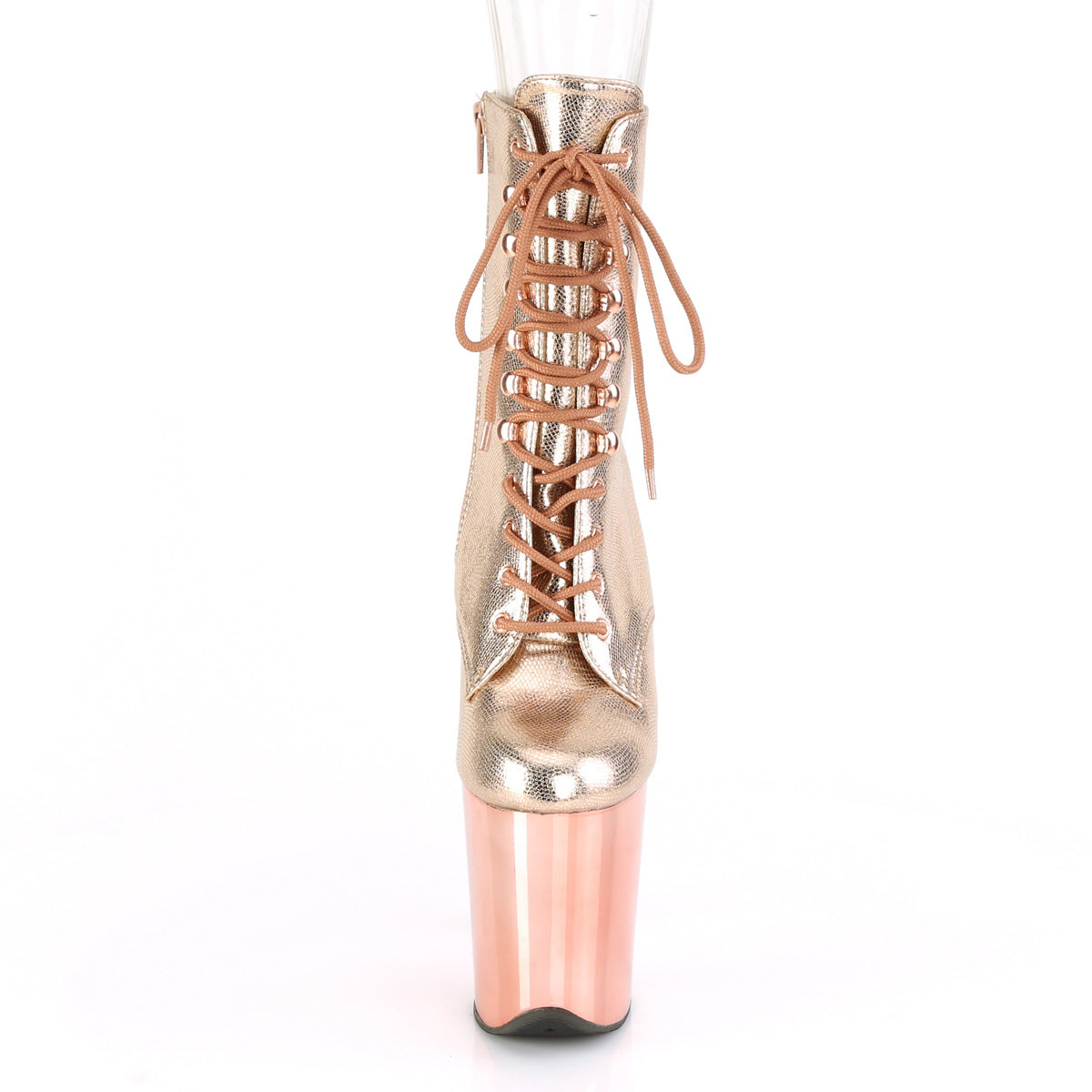 Pleaser Bottines pour femmes FLAMINGO-1020 chrome or rose texturé métallisé / rose