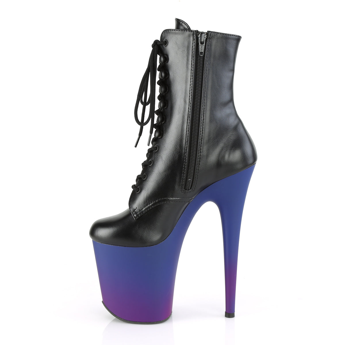 Pleaser Bottines pour femmes FLAMINGO-1020bp Blk Faux Cuir / Blue-Purple Ombre