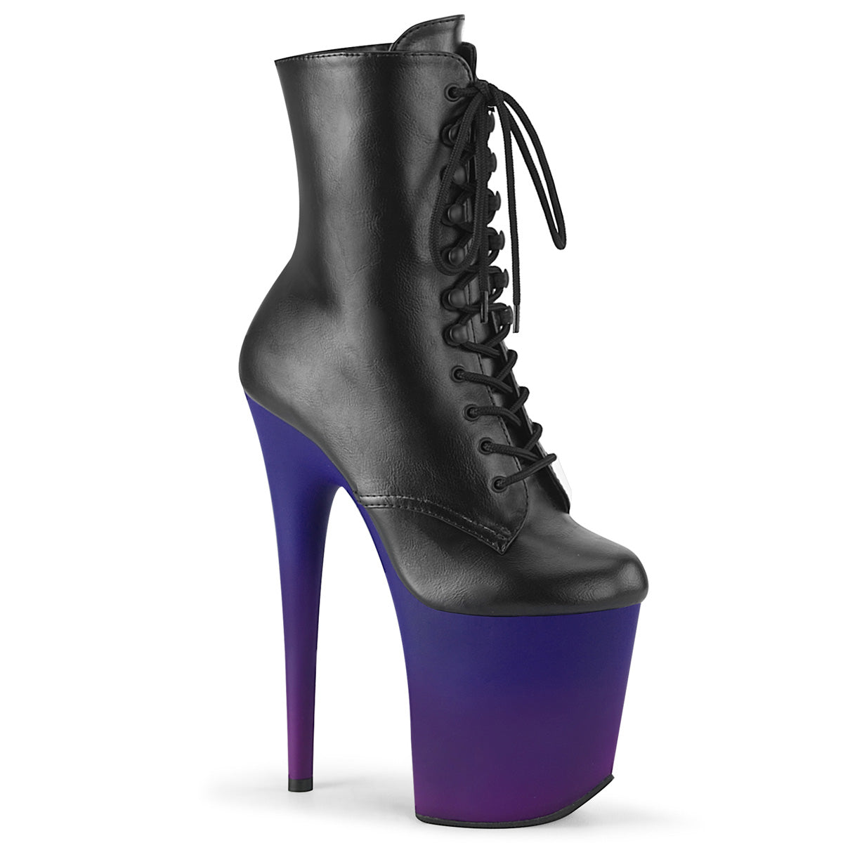 Pleaser Bottines pour femmes FLAMINGO-1020bp Blk Faux Cuir / Blue-Purple Ombre
