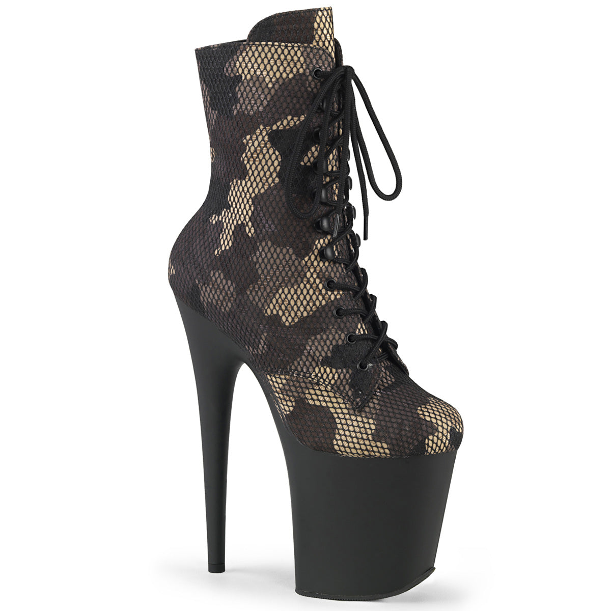 Pleaser FLAMINGO-1020CM Green Camo-Mesh/Blk Matte