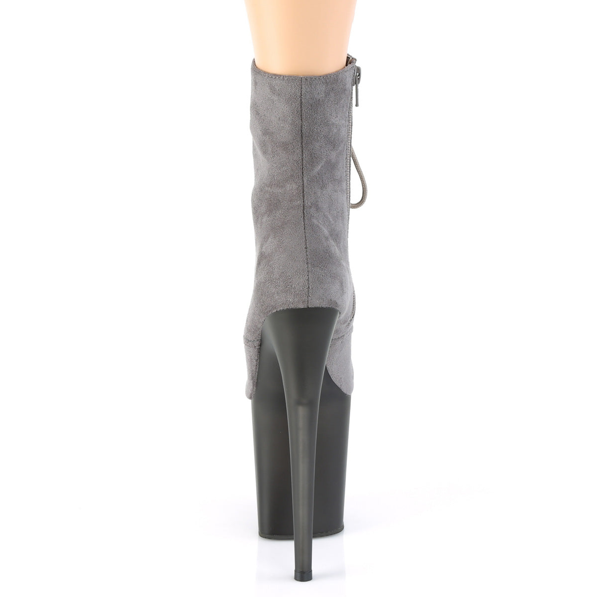Pleaser Womens Ankle Boots FLAMINGO-1020FST Grey Faux Suede/Frosted Grey