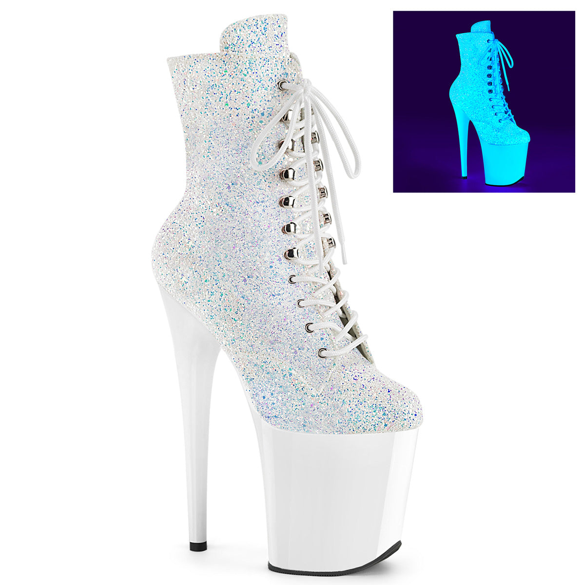 Pleaser FLAMINGO-1020lg néon wht multi-paillettes / néon wht