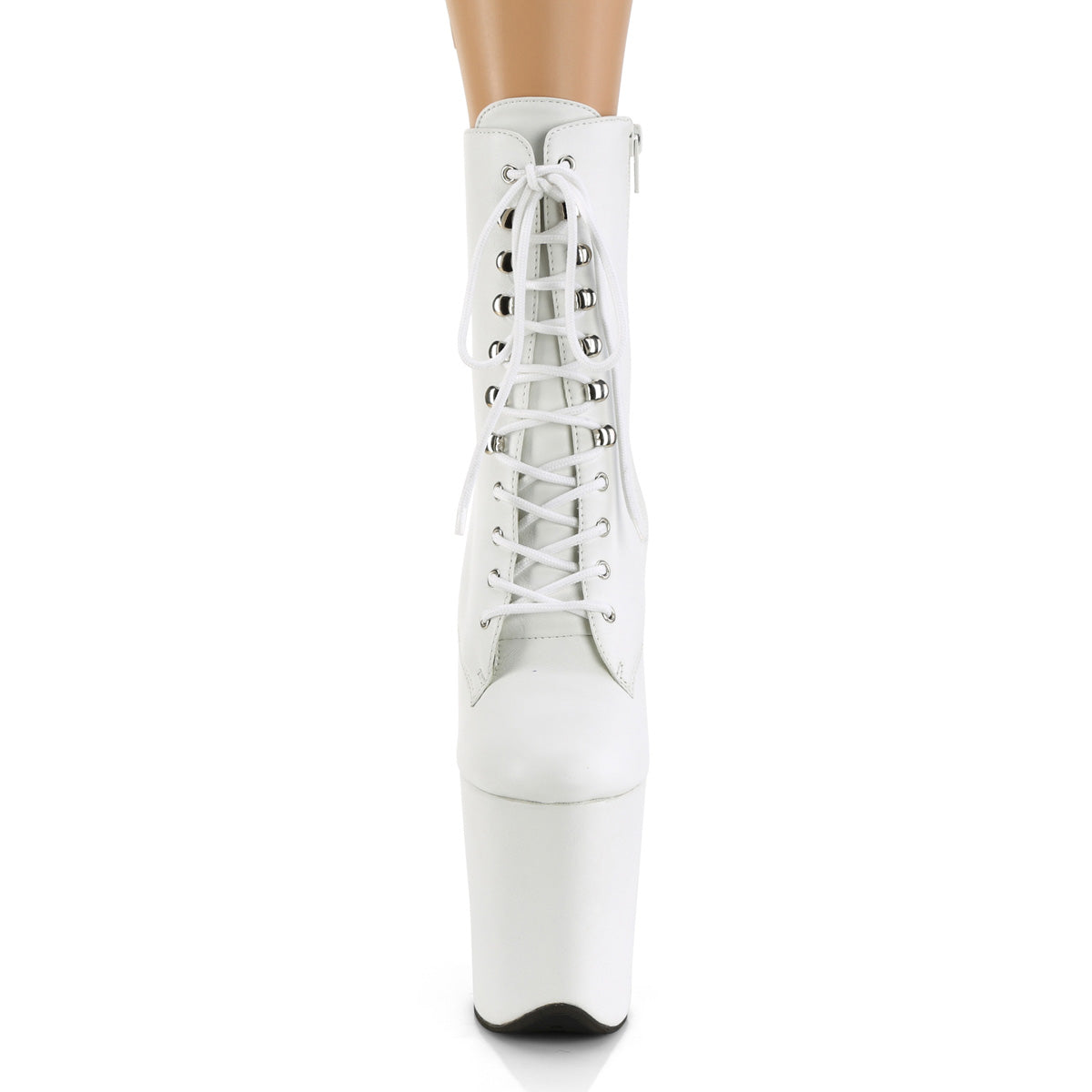 Pleaser Womens Ankle Boots FLAMINGO-1020LWR Wht Leather/Wht Leather