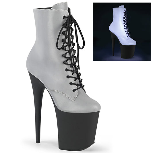 Pleaser Bottines pour femmes FLAMINGO-1020refl SLV réfléchissant / blk mat