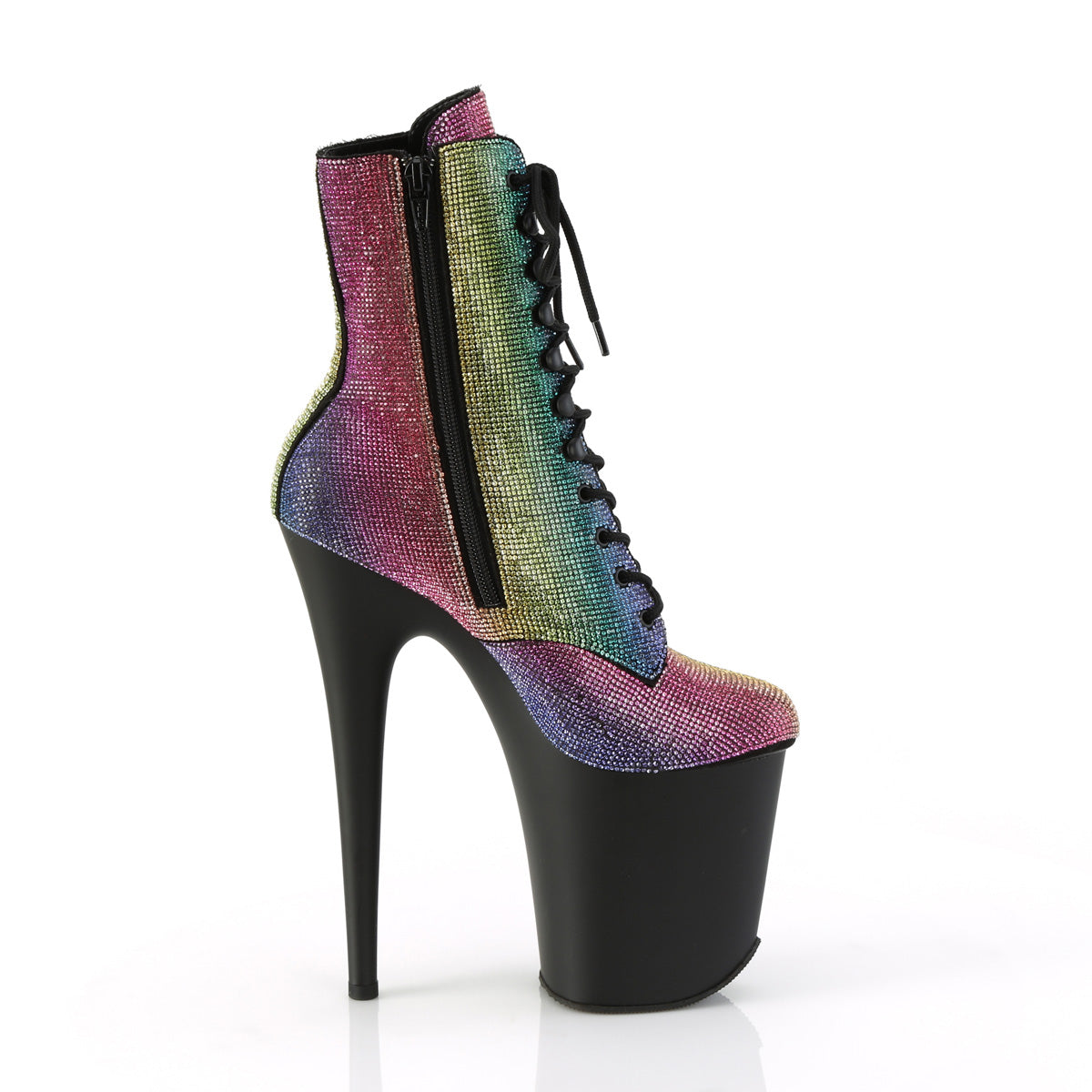 Pleaser Ankle Boots FLAMINGO-1020RS Rainbow RS/Blk Matte