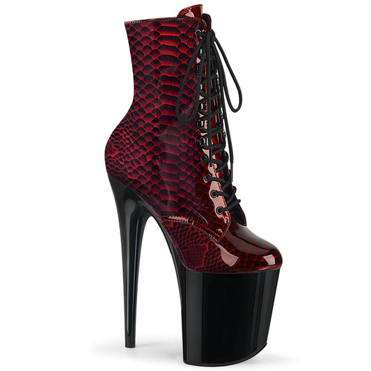 Pleaser Bottines pour femmes FLAMINGO-1020SP print d'impression de serpent rouge / blk