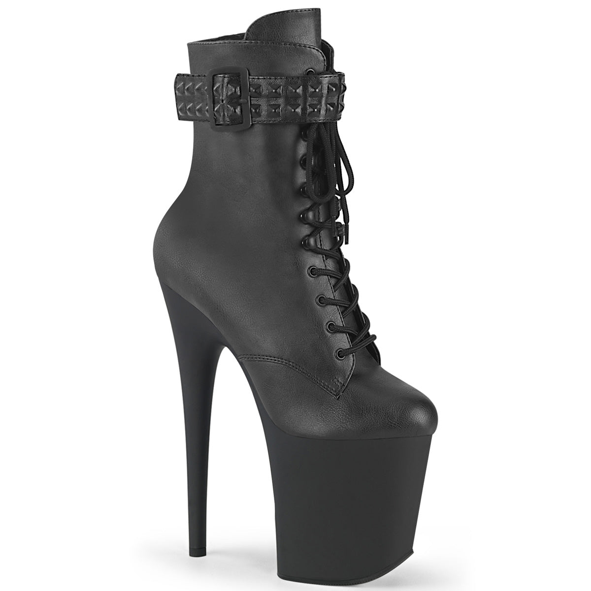 Pleaser Bottines FLAMINGO-1020 STR BLK FAUX CUIR / NOIRE MATTE