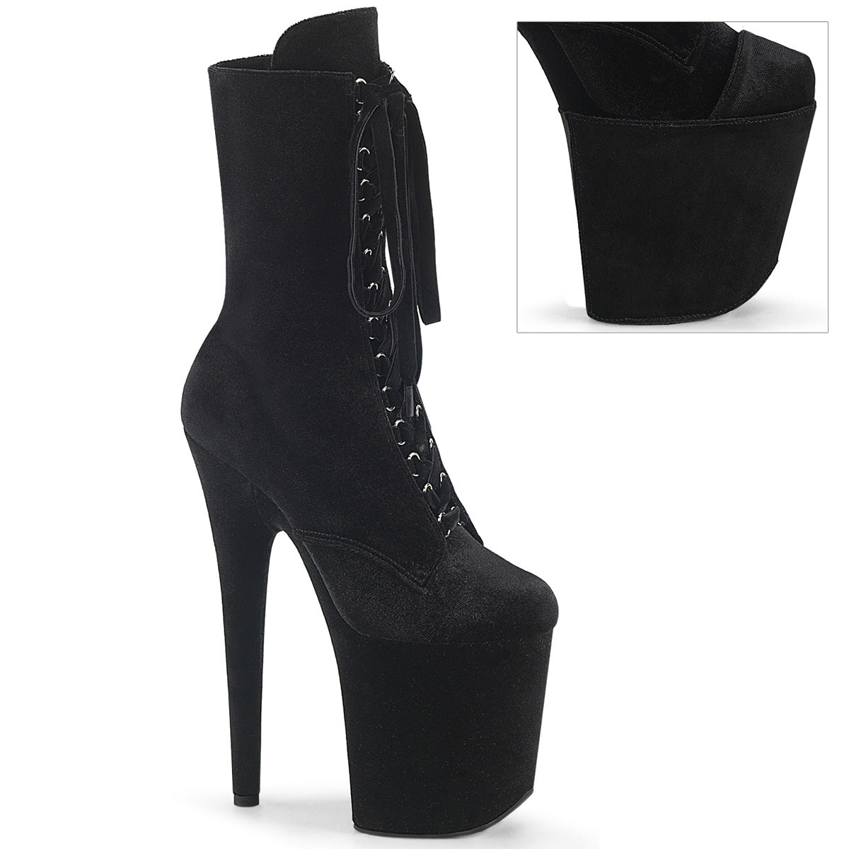 Pleaser Ankle Boots FLAMINGO-1045VEL Blk Velvet/Blk Velvet