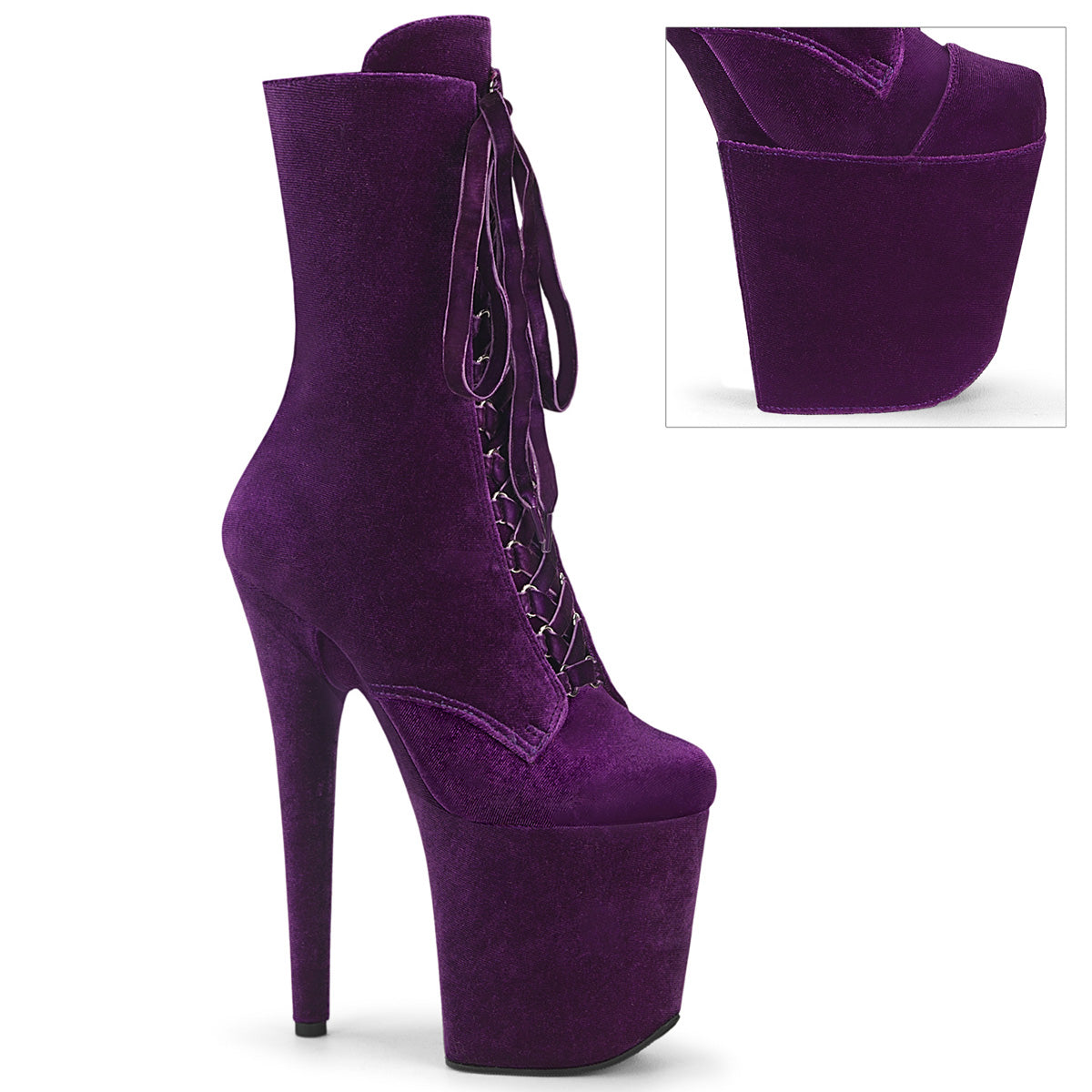 Pleaser Ankle Boots FLAMINGO-1045VEL Purple Velvet/Purple Velvet