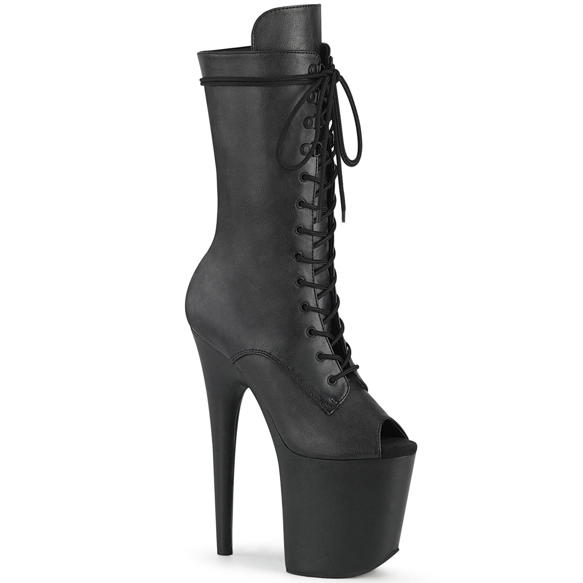 Pleaser Womens Ankle Boots FLAMINGO-1051LWR Blk Leather/Blk Leather