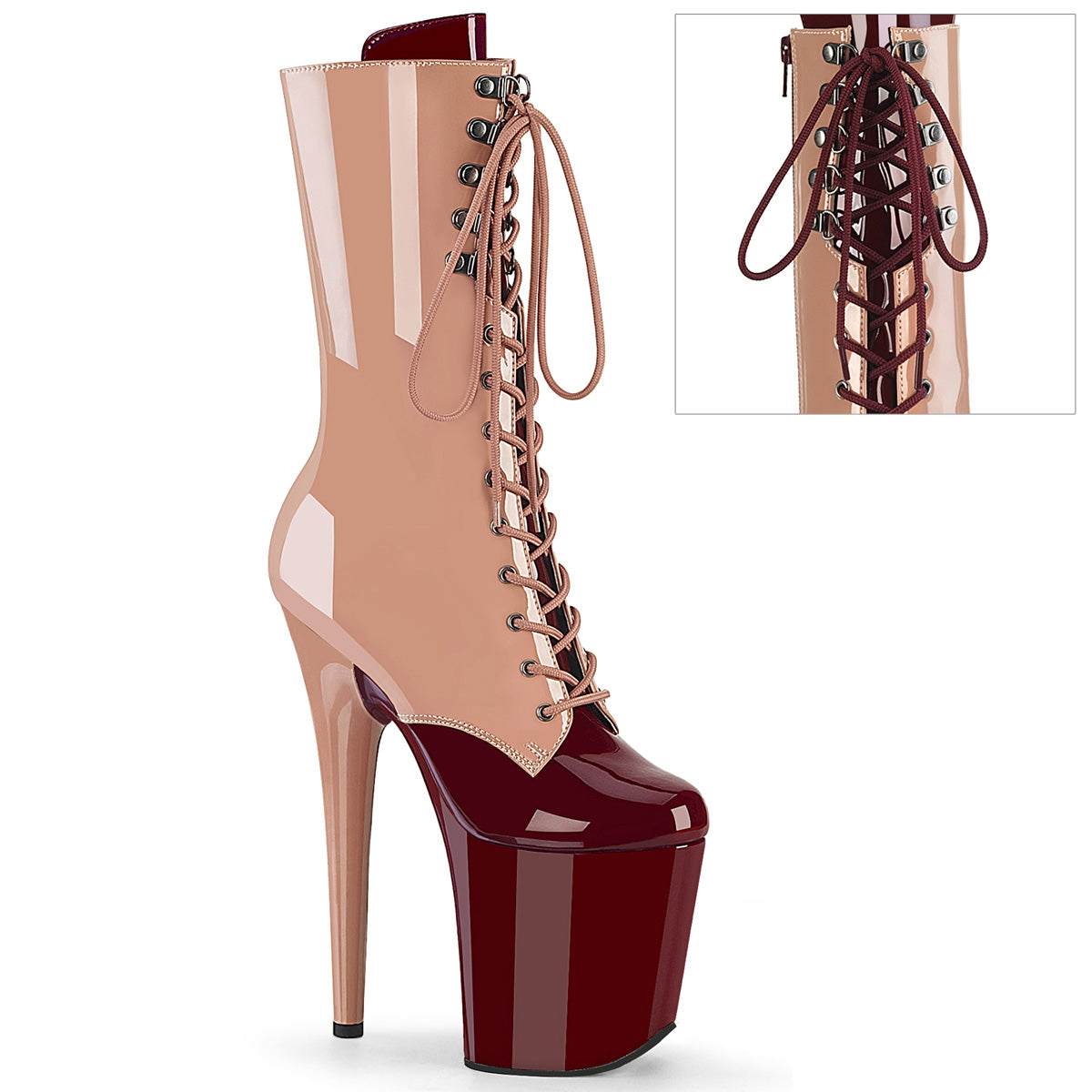 Pleaser FLAMINGO-1054DC Blush-Burgundy Pat/Blush Burgundy
