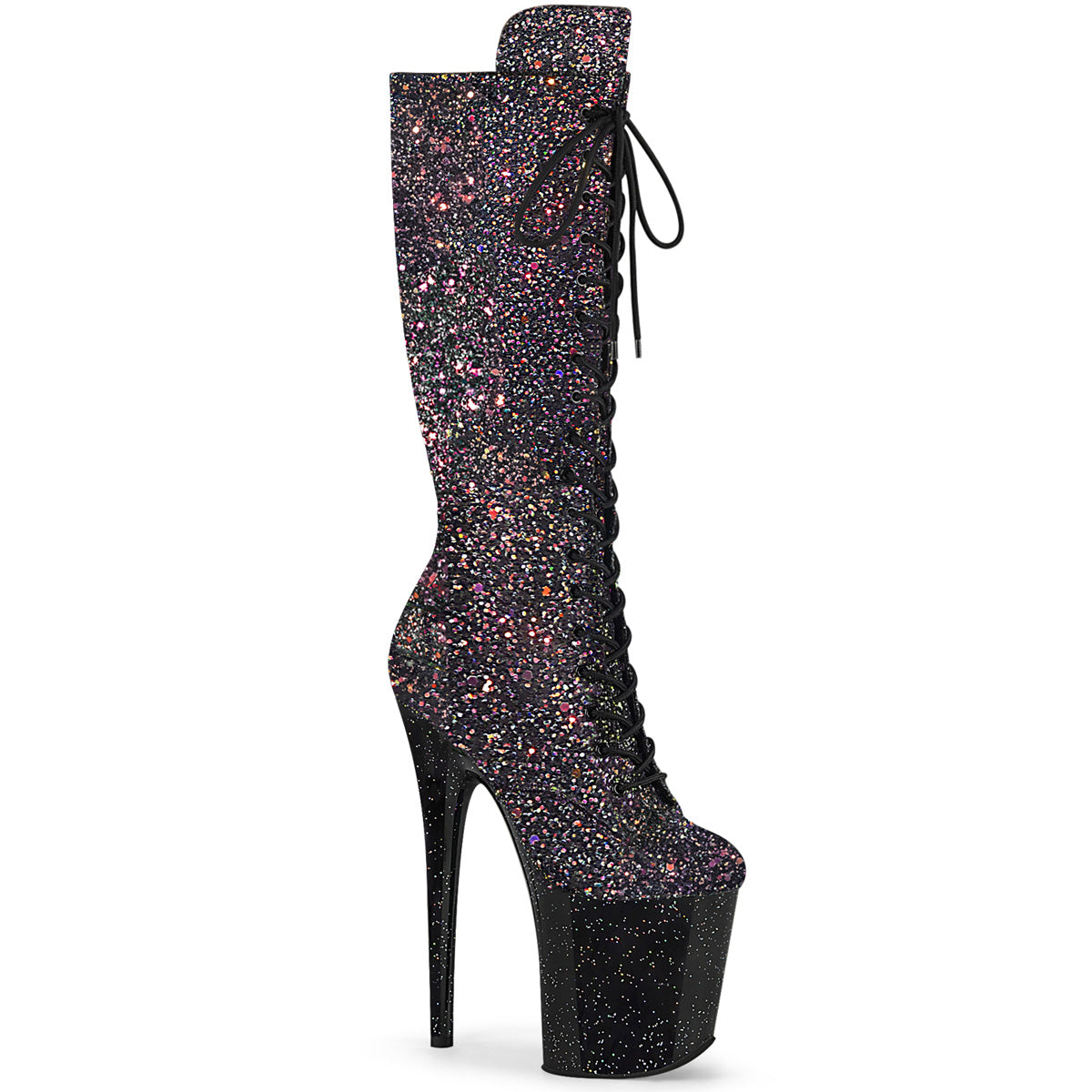 Pleaser Bottes pour femmes FLAMINGO-2020mg BLK MULTI GLITTER / BLK