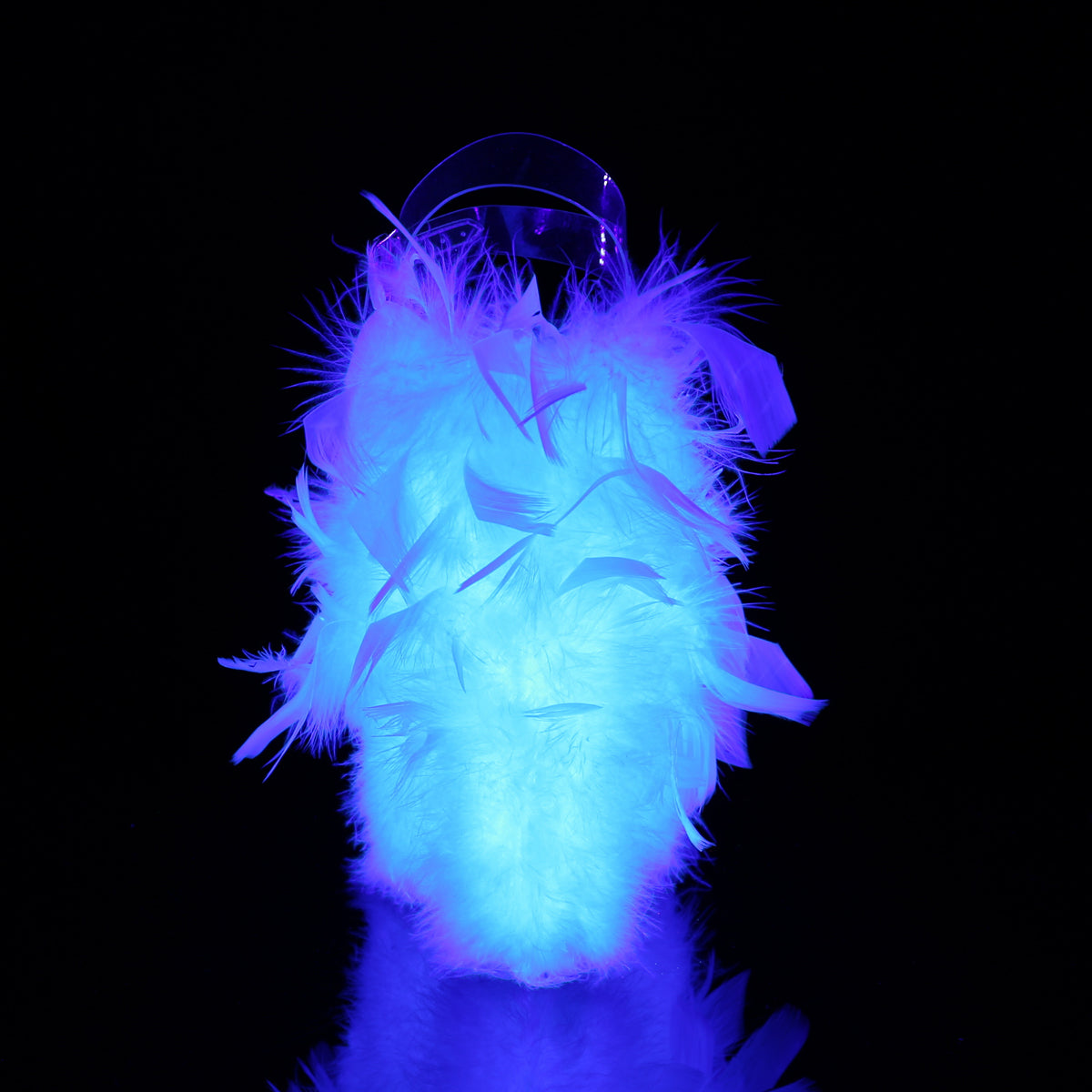 Pleaser Sandales pour femmes FLAMINGO-808F CLR / NEON WHT WHT MARABOU