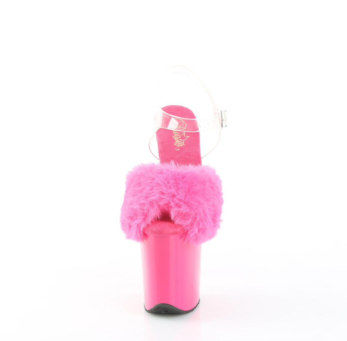 Pleaser Women's Platform Shoes FLAMINGO-808FUR Fuchsia Faux Fur-Clr TPU/Fuchsia