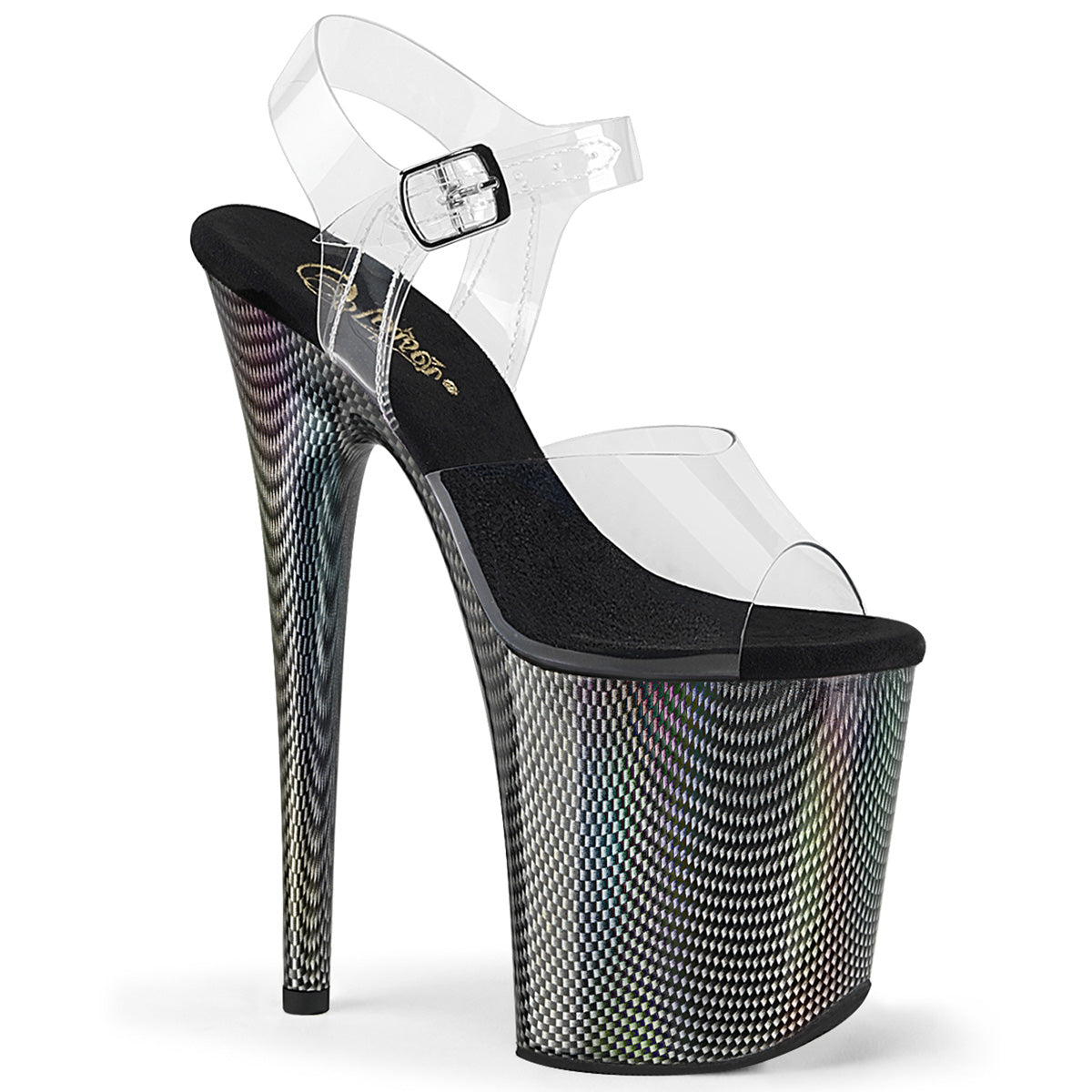 Pleaser FLAMINGO-808hcp clr / blk holo
