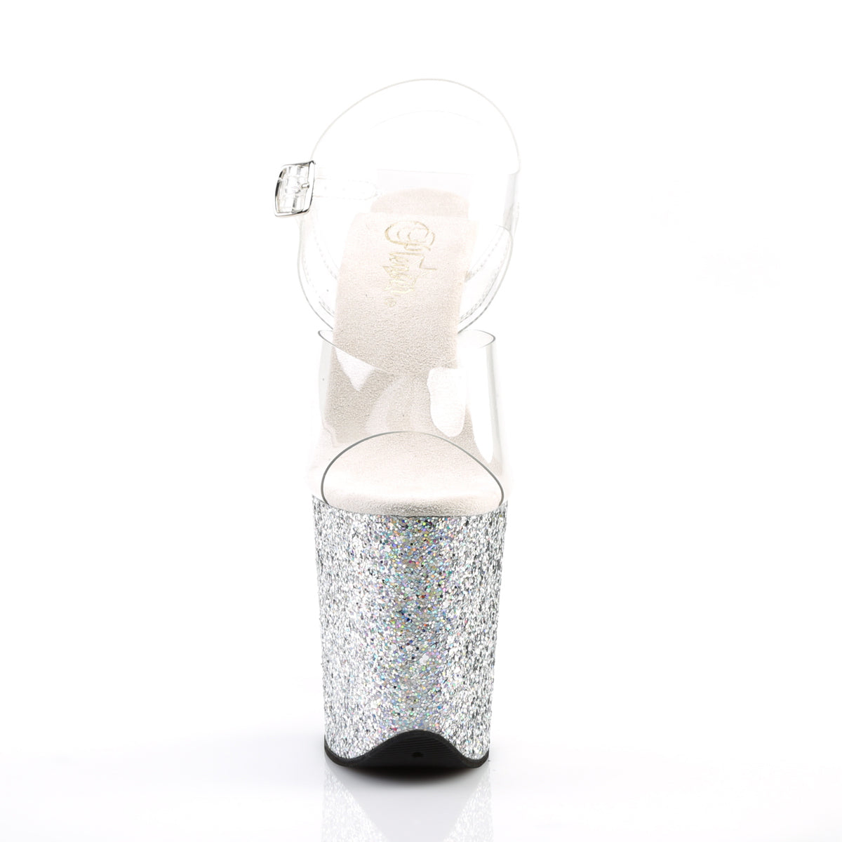 Pleaser Sandales pour femmes FLAMINGO-808LG CLR / SLV Multi Glitter
