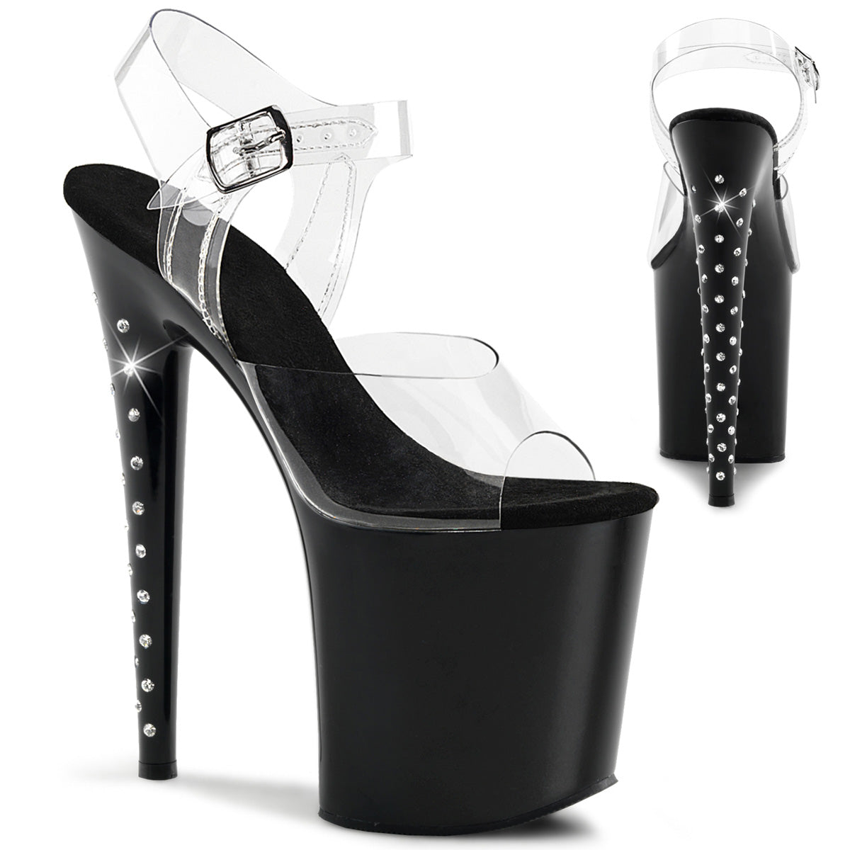 Pleaser Sandales pour femmes FLAMINGO-808LS CLR / BLK
