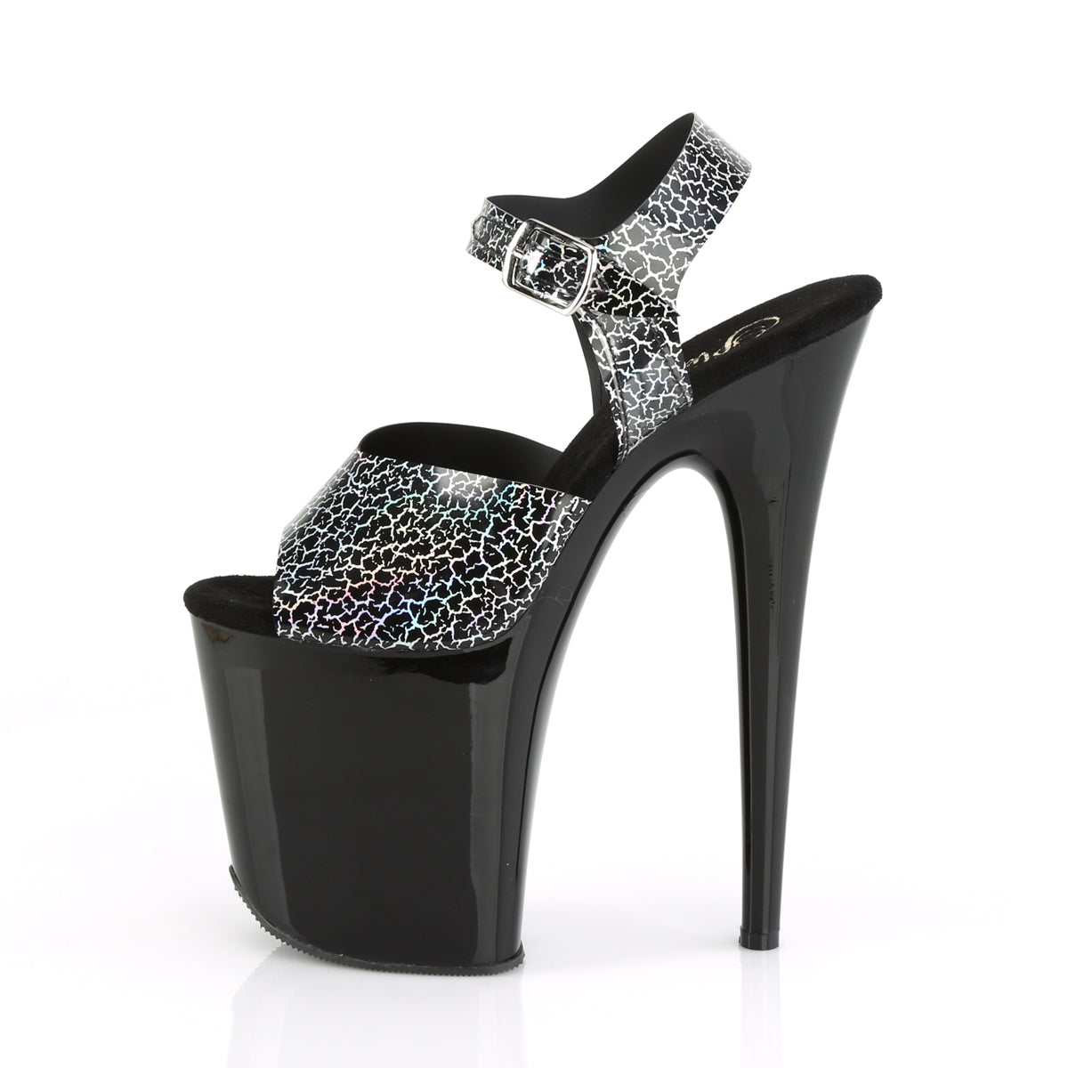 Pleaser Sandales pour femmes FLAMINGO-808n-ck blk biscuit hologramme tpu / blk