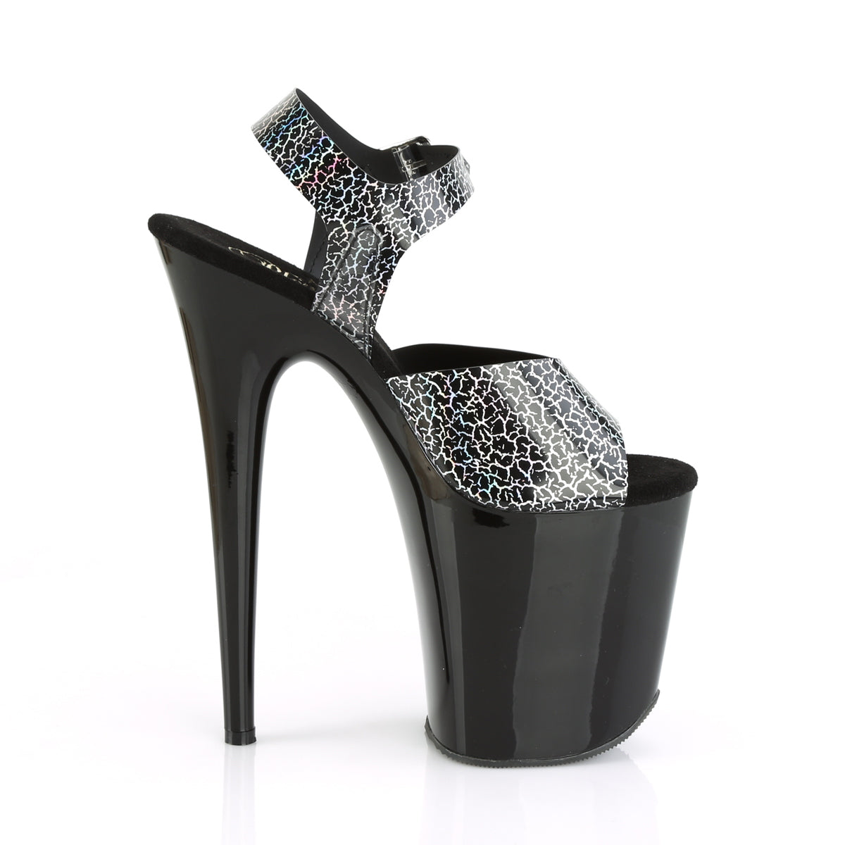 Pleaser Sandales pour femmes FLAMINGO-808n-ck blk biscuit hologramme tpu / blk