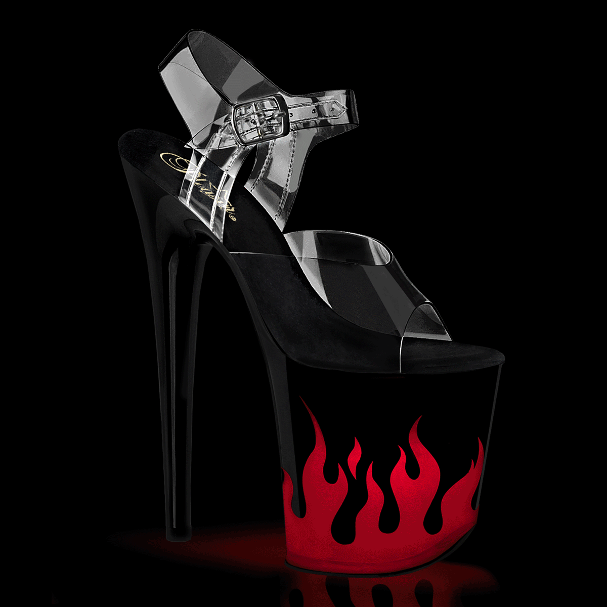 Pleaser Sandals FLAMINGO-808NLFL Clr/Blk-Red