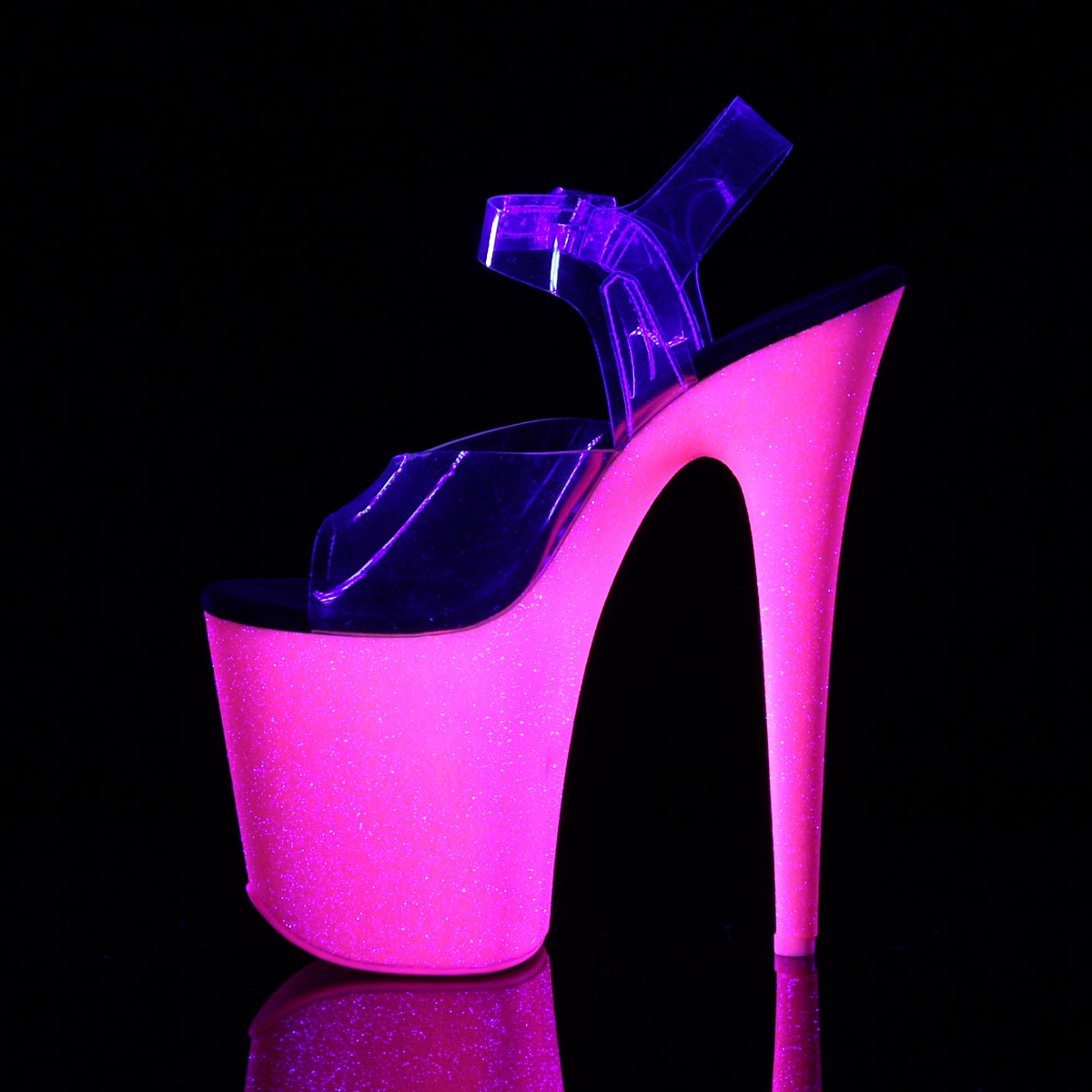 Pleaser Sandales pour femmes FLAMINGO-808uvg CLR / néon H. paillettes roses