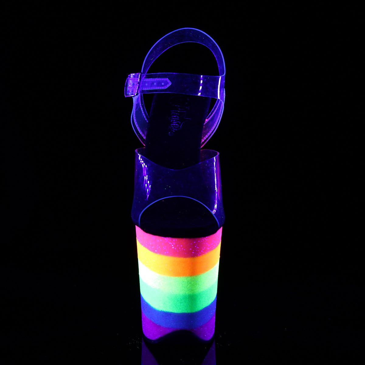 Pleaser Womens Sandals FLAMINGO-808UVRB Clr/Neon Rainbow Glitter