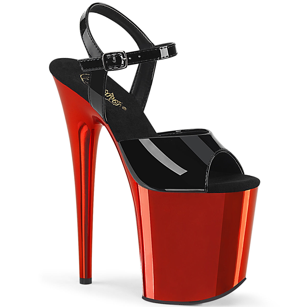 Pleaser Sandales pour femmes FLAMINGO-809 blk pat / rouge chrome