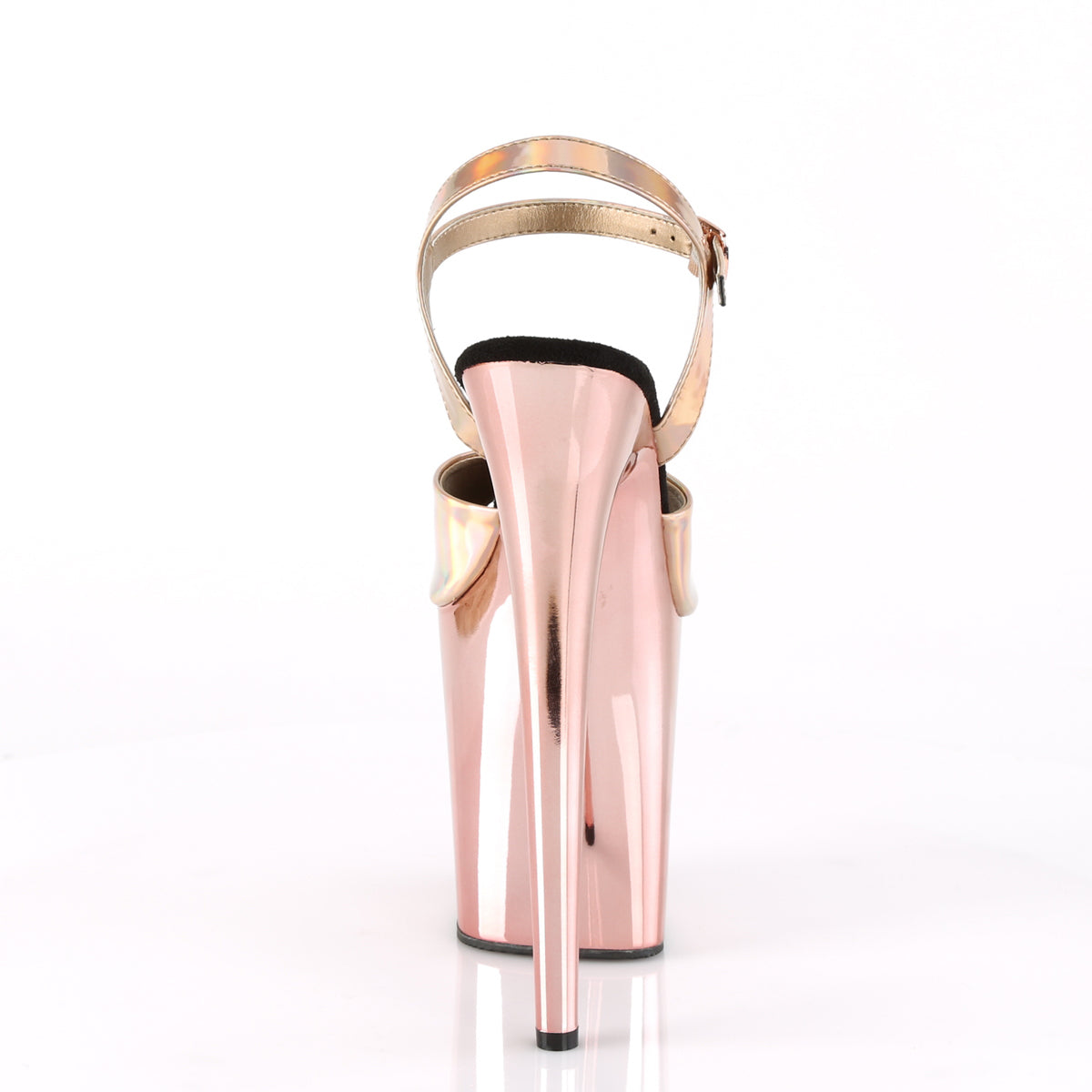 Pleaser Sandales pour femmes FLAMINGO-809HG Hologramme d'or rose / chrome or rose