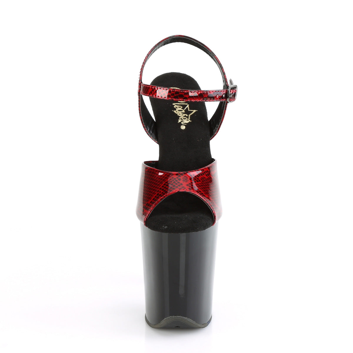 Pleaser Sandales pour femmes FLAMINGO-809SP print de serpent rouge PAT / BLK