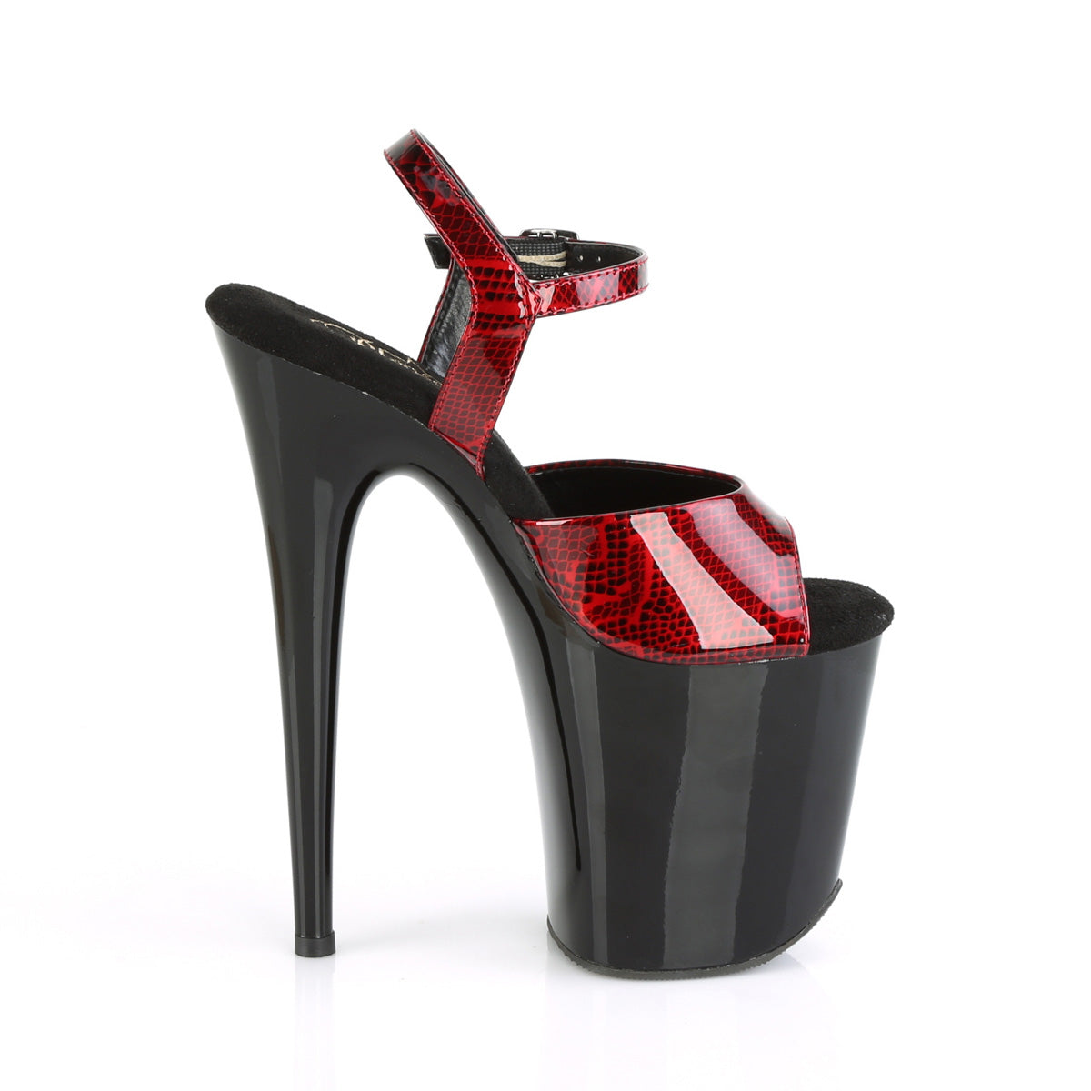 Pleaser Sandales pour femmes FLAMINGO-809SP print de serpent rouge PAT / BLK