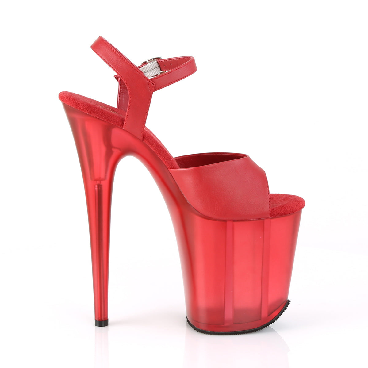 Pleaser Womens Sandals FLAMINGO-809T Red Faux Leather/Frosted Red