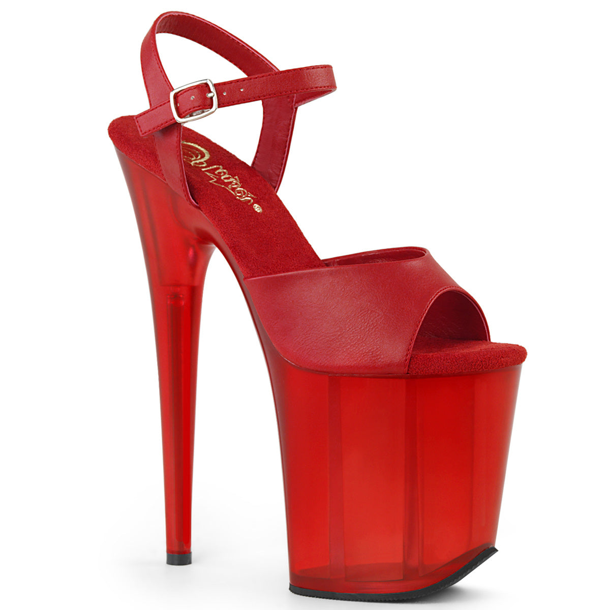 Pleaser Womens Sandals FLAMINGO-809T Red Faux Leather/Frosted Red