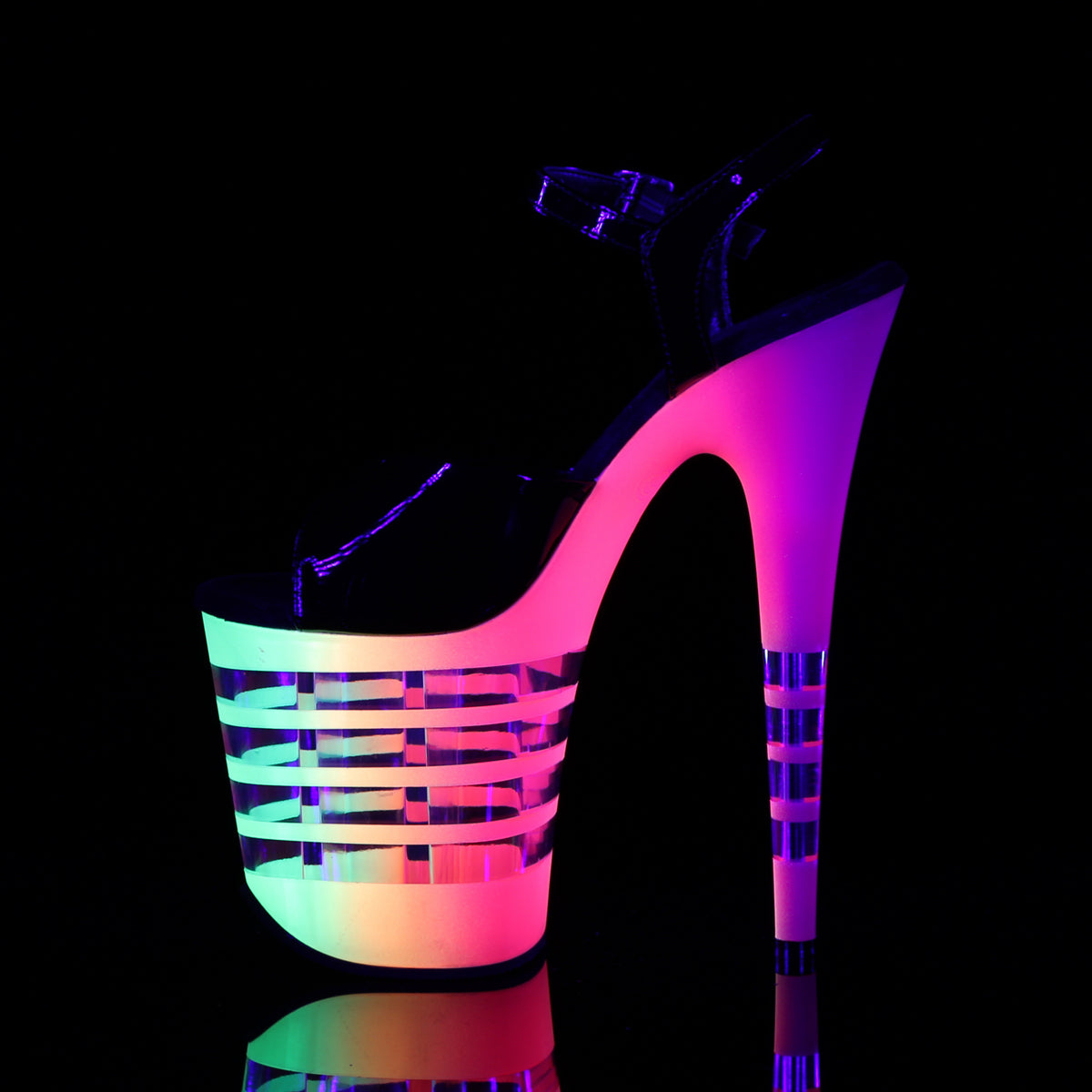 Pleaser Sandales pour femmes FLAMINGO-809vln blk pat / néon multi