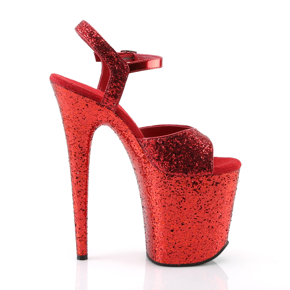 Pleaser Womens Sandals FLAMINGO-810LG Red Gltr/Red Gltr