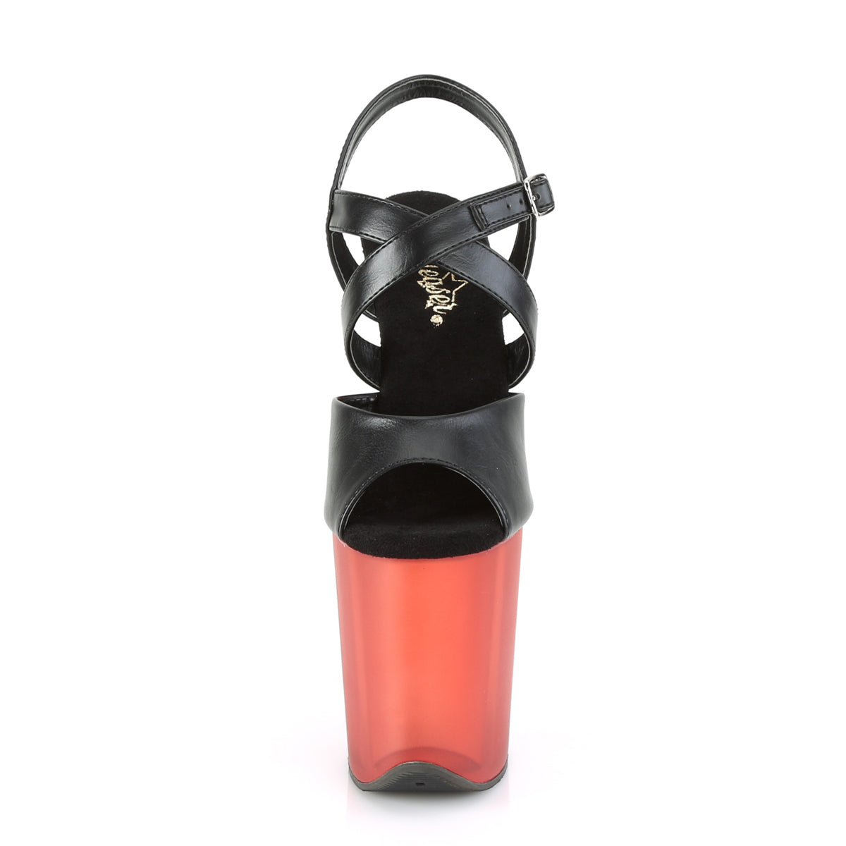 Pleaser Sandales pour femmes FLAMINGO-822t Blk Faux Cuir / Rouge givré