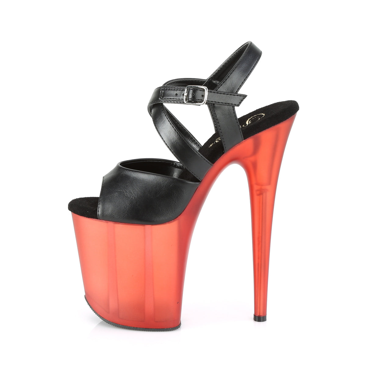 Pleaser Sandales pour femmes FLAMINGO-822t Blk Faux Cuir / Rouge givré