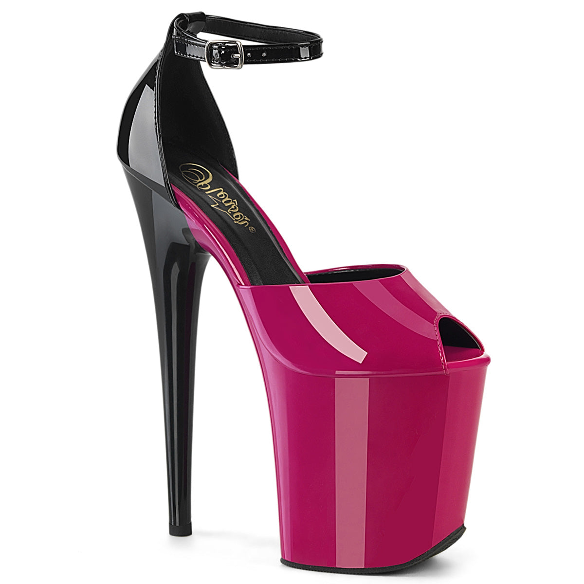 Pleaser FLAMINGO-868 Fuchsia-Blk Pat/Fuchsia-Blk