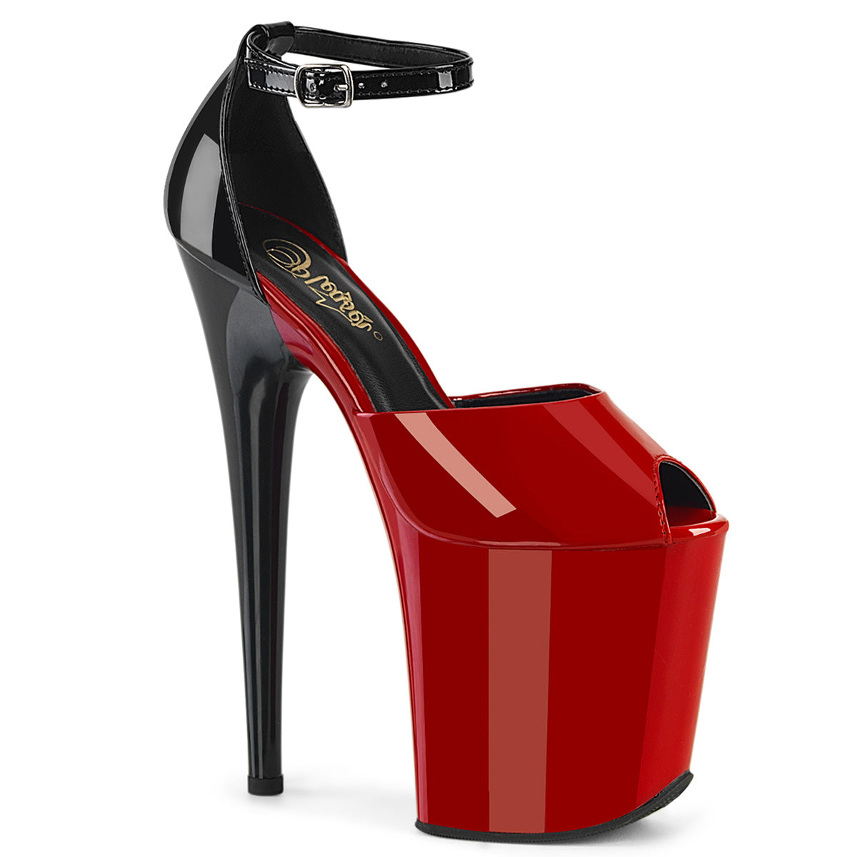 Pleaser FLAMINGO-868 Red-Blk Pat/Red-Blk